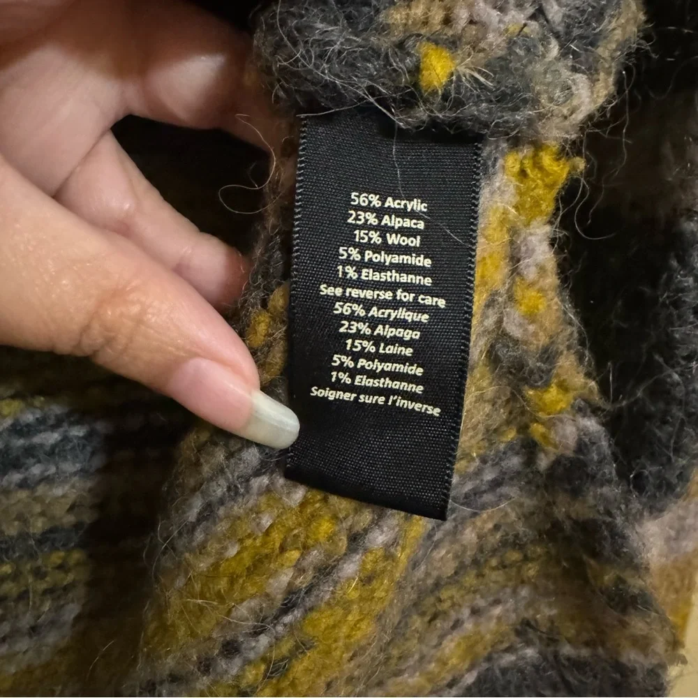 Elizabeth & James Slouchy Striped Knit Sweater in Yellow/Gray Size XS